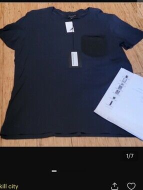 Celebrity Owned! Kill City navy blue cotton pocket t-shirt